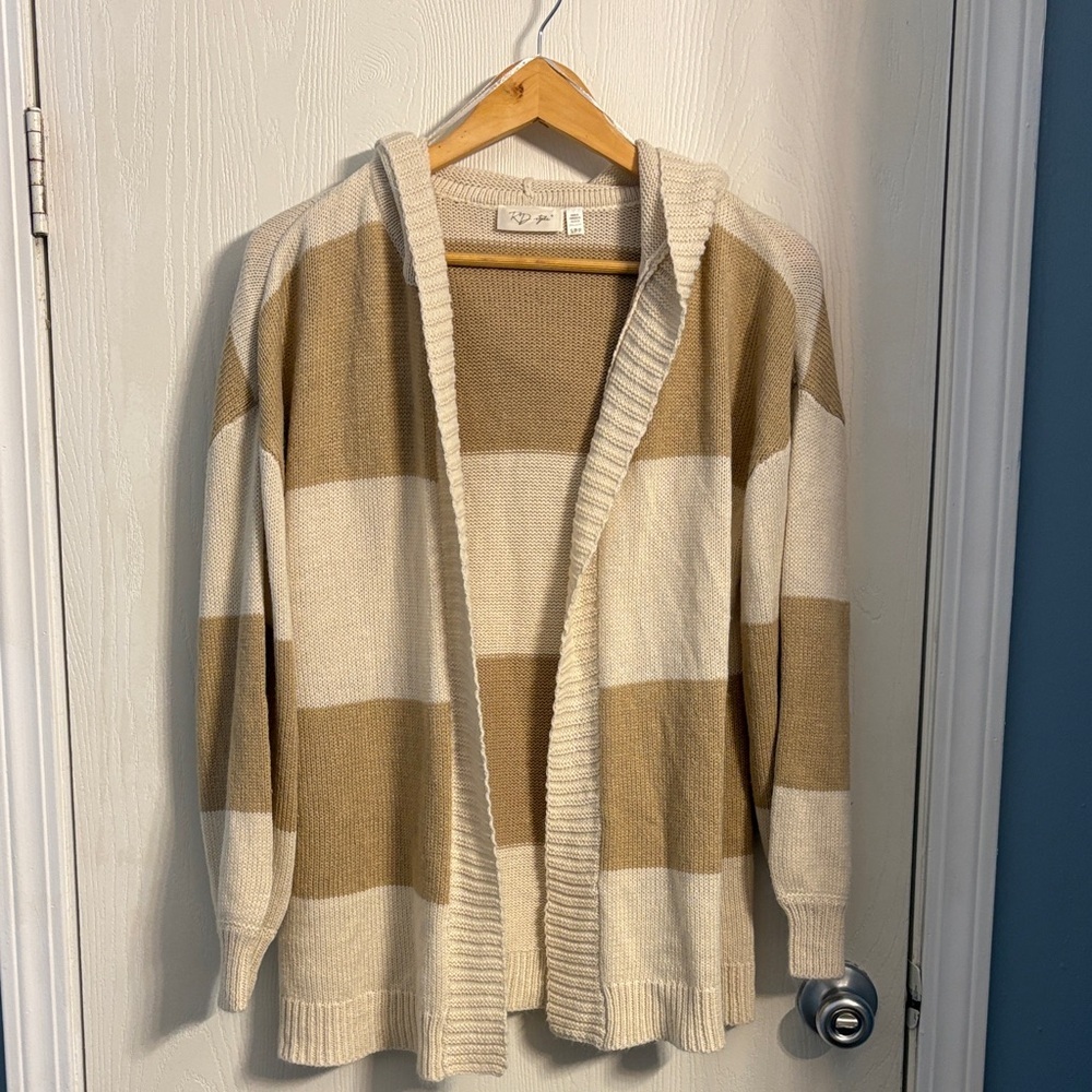 RD Style Beige and Cream Striped Cardigan